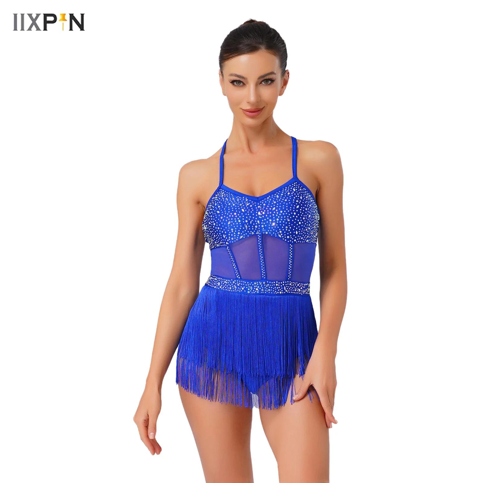 Rhinestone Banding Trim - Womens Rhinestone Latin Tango Dance Leotard