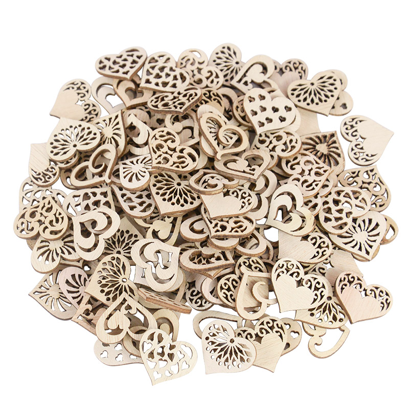 Craft Embellishments - 50/100pcs Hollowed Heart Pattern Small Natural