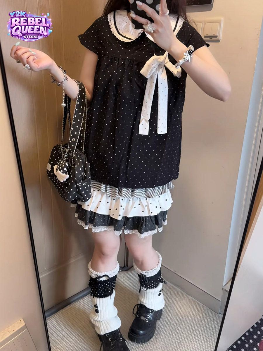 Elastic Lace Trim - Y2K Kawaii Japanese Polka Dot 2
