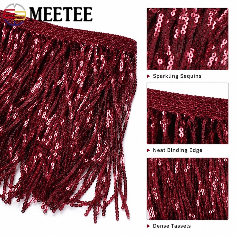3/5Yards 20cm Sequin Tassel Fr - огляд і ціна Fringe Ribbon Sewing