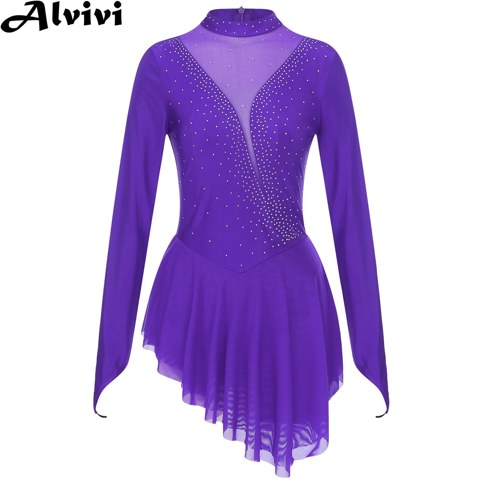 Women Figure Ice Skating Gymna - огляд і ціна Rhinestone Banding Trim