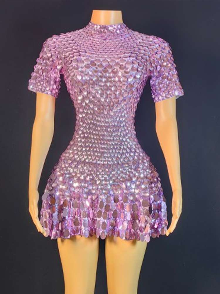 Lovely Sequins Mini Dress Sexy - огляд і ціна Rhinestone Banding Trim