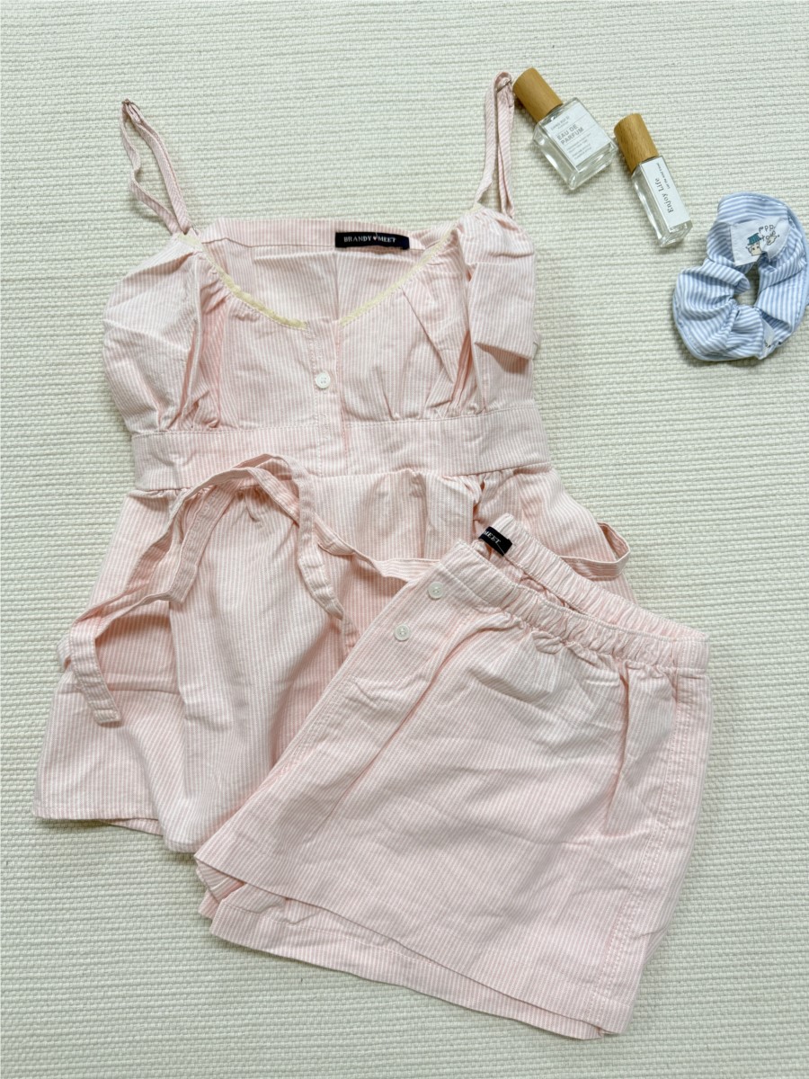 Pink Striped Lace Trim Tank Sh - огляд і ціна Elastic Lace Trim