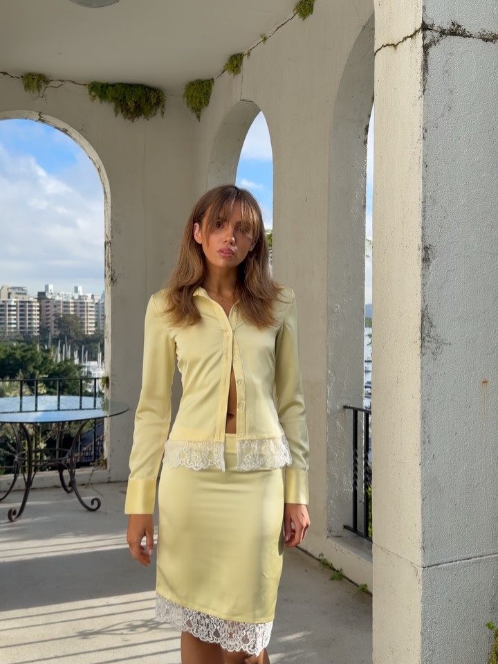 Yellow Lace Trim Two Piece Set - огляд і ціна Elastic Lace Trim