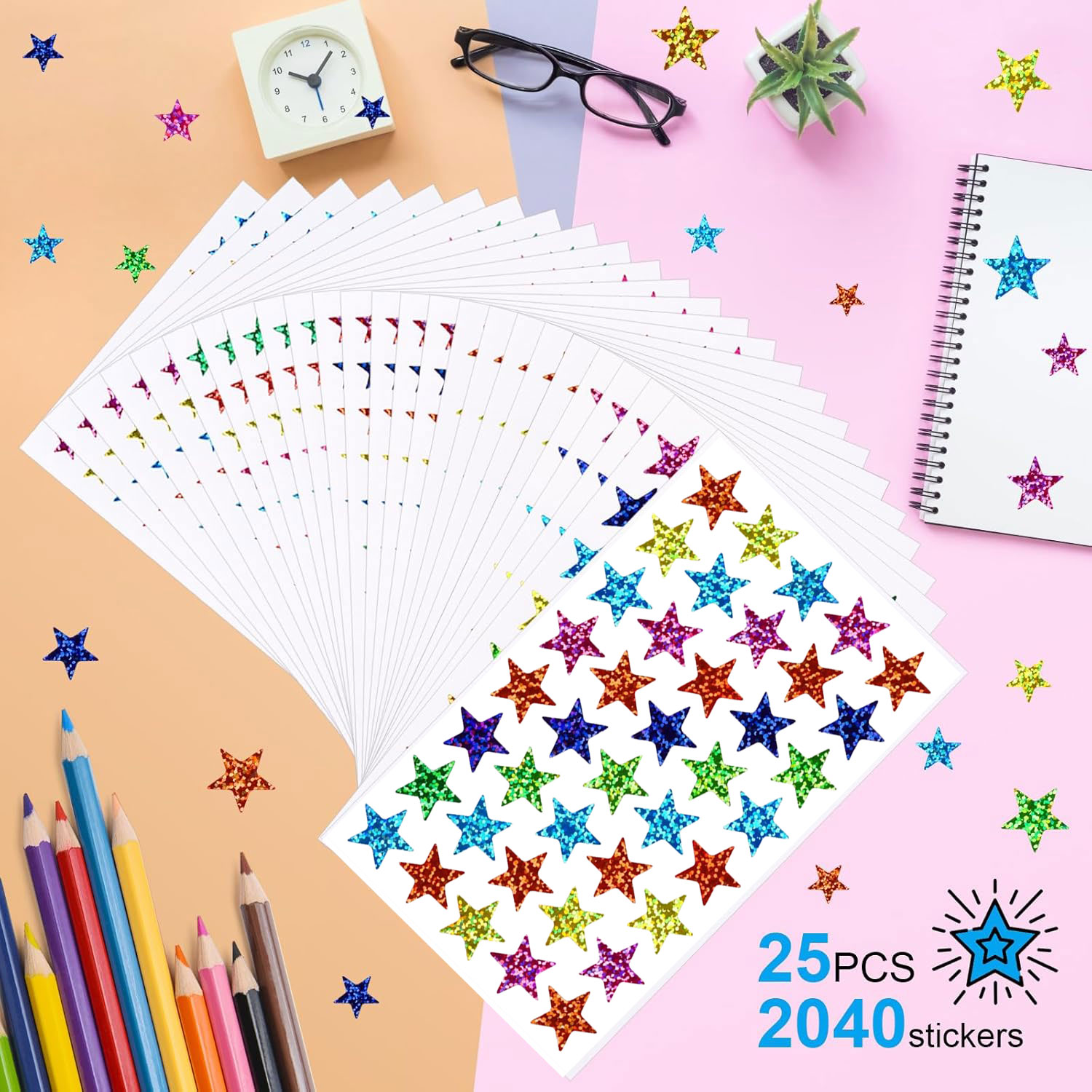 25 sheets Star Stickers 2040pc - огляд і ціна Glitter Vinyl Roll