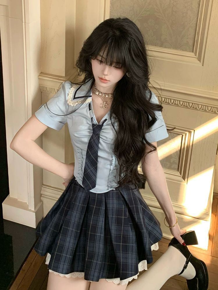 Summer New Preppy Y2K 2 Piece  - огляд і ціна Elastic Lace Trim