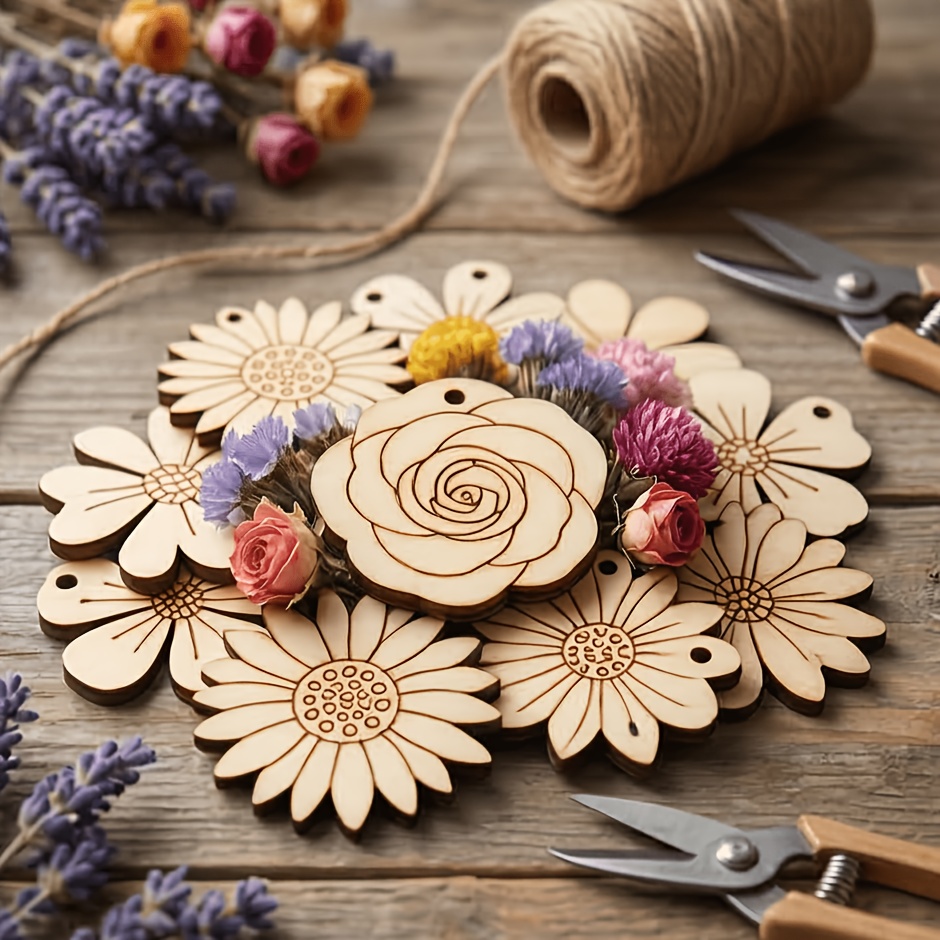 50Pcs/set 35mm Mixed Flower Wo - огляд і ціна Easter Craft Embellishment Set