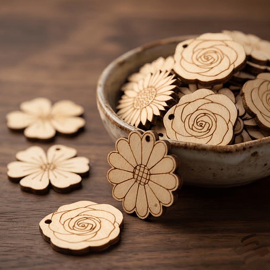 50Pcs/set 35mm Mixed Flower Wo - огляд і ціна Easter Craft Embellishment Set