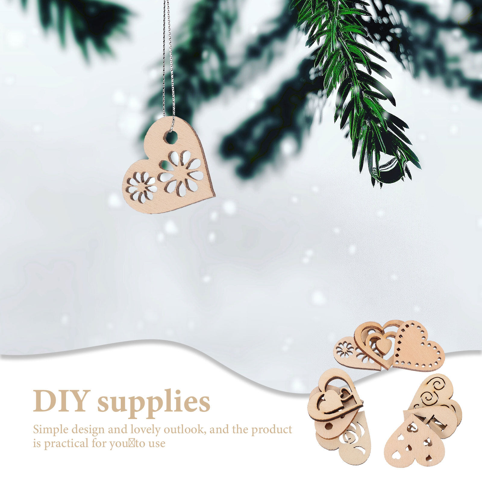 1Set Wooden Heart Slices Hangi - огляд і ціна Christmas Craft Embellishment