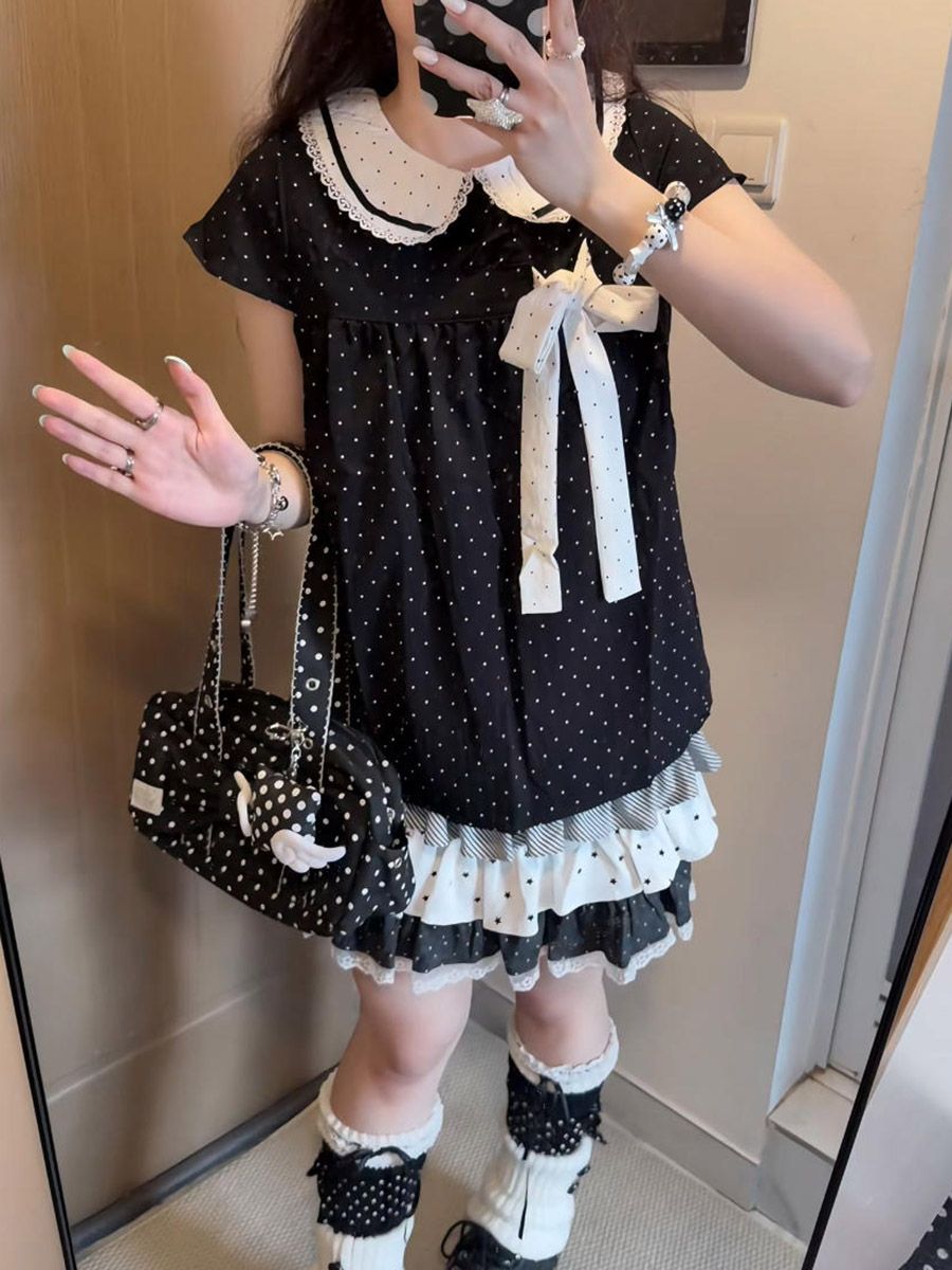 Y2K Kawaii Japanese Polka Dot  - огляд і ціна Elastic Lace Trim