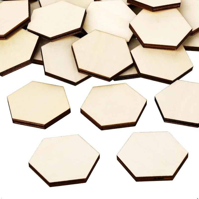 50PCS 4CM Unfinished Wood Hexa - огляд і ціна Craft Embellishments