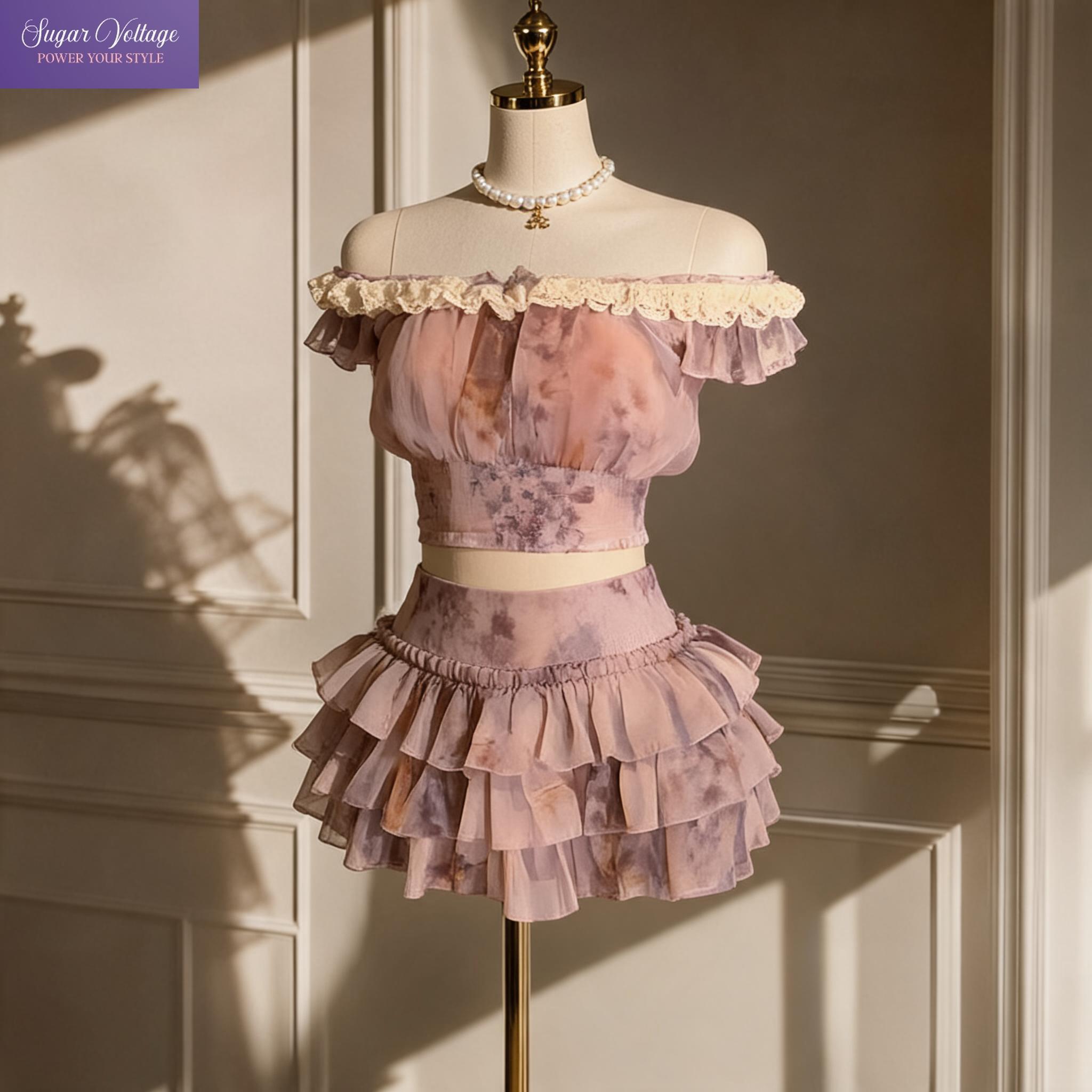 French Sweet Coquette Off Shou - огляд і ціна Elastic Lace Trim