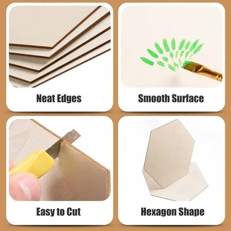 10-120mm Wooden Hexagon Blank  - огляд і ціна Craft Embellishments