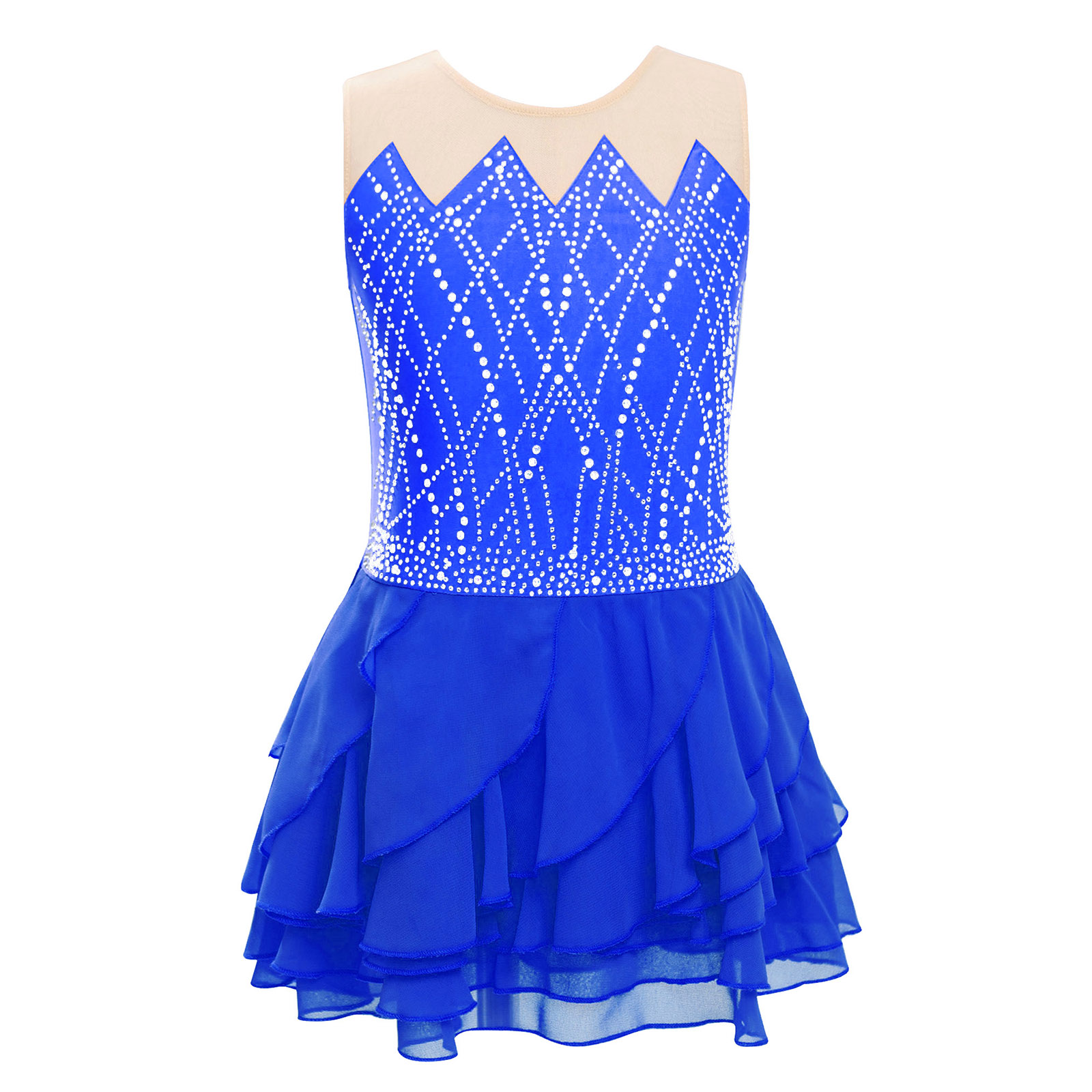 Girls Mesh Figure Skating Dres - огляд і ціна Rhinestone Banding Trim