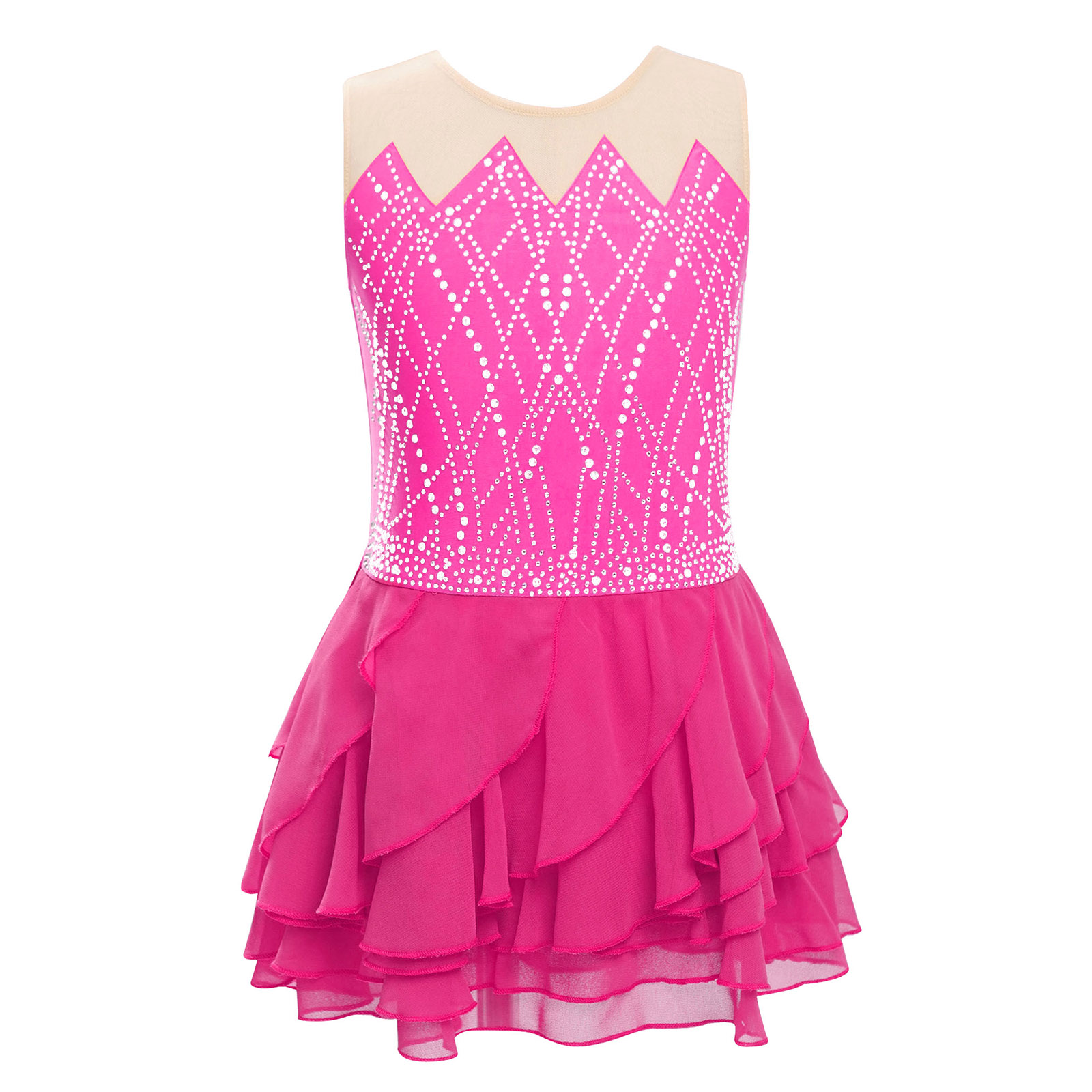 Girls Mesh Figure Skating Dres - огляд і ціна Rhinestone Banding Trim