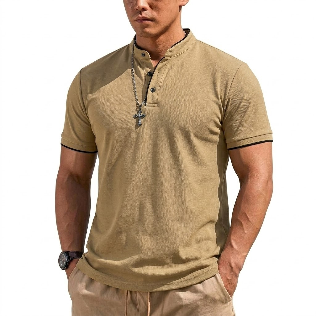 Summer Short Sleeve Henley Shi - огляд і ціна Embellish Knit
